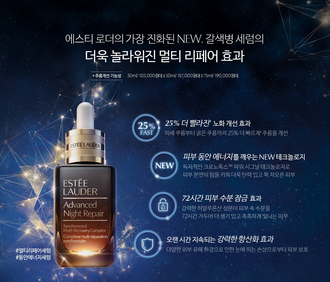 에스티 로더의 가장 진화된 NEW.갈색병 세럼의 더욱 놀라워진 멀티 리페어 효과