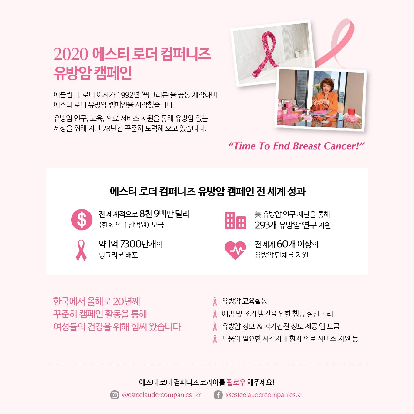 2020 에스티 로더 컴퍼니즈 유방암 캠페인